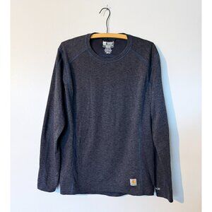 MEDIUM Carhartt Force polyester wool base layer crew shirt long seeve M top blue